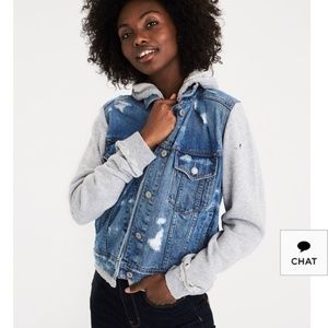 AE // Distressed Hoodie Denim Jacket